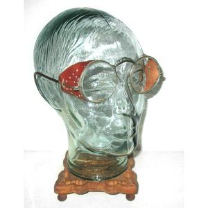 Antique Willson Leather Goggles Safety Glasses Vtg Old Cool Steampunk Spectacles